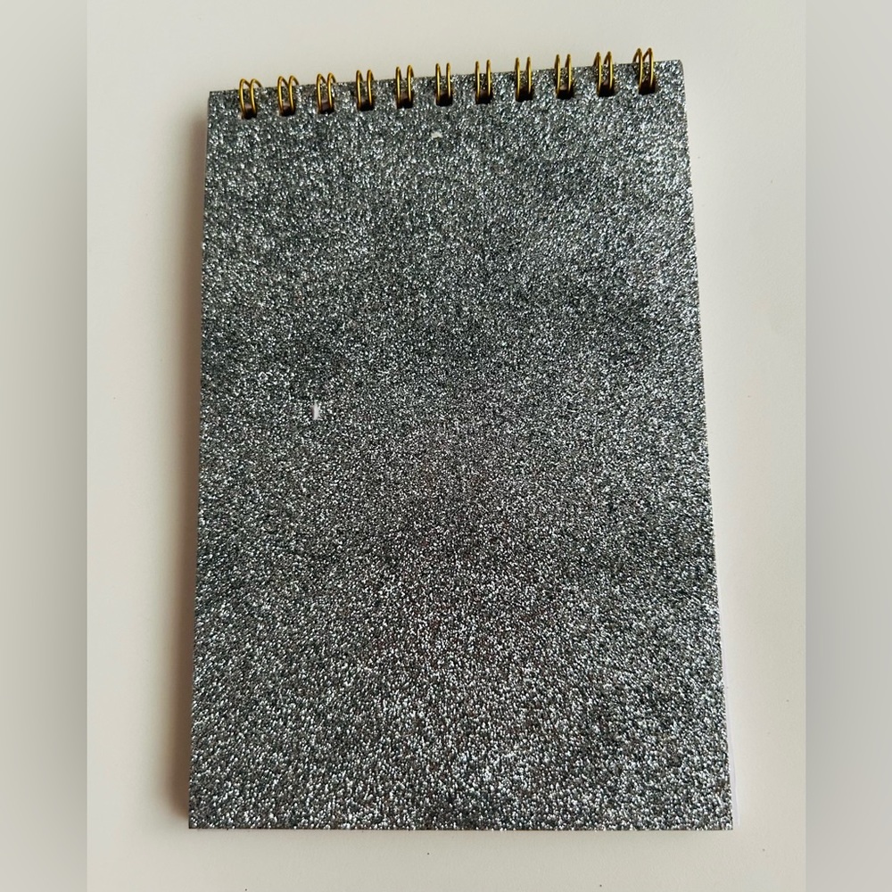 New Silver Glitter Notepad "Sparkle and Shine" 6" x 4" made in Indus 50 Pages